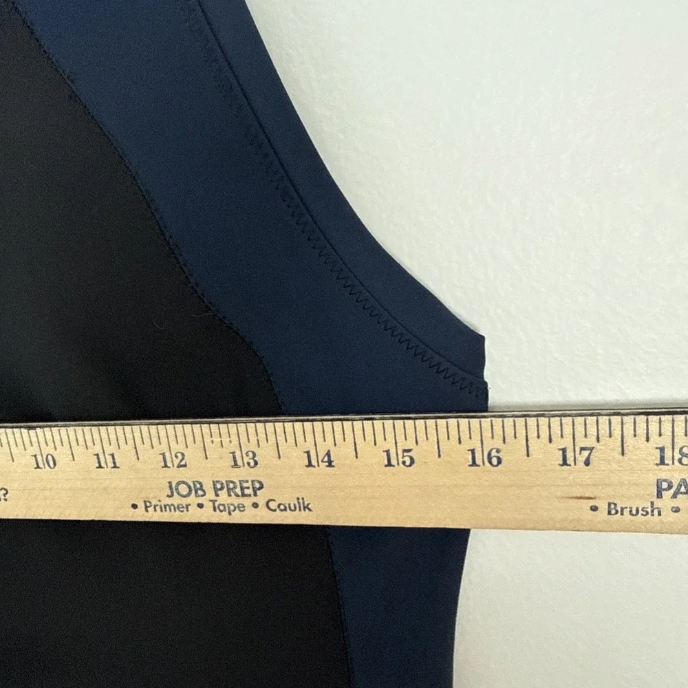 Athleta Stellar En Route Sleeveless Black Blue Colorblock Dress Size S Bodycon